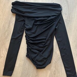 Agolde Black Off-Shoulder Bodysuit